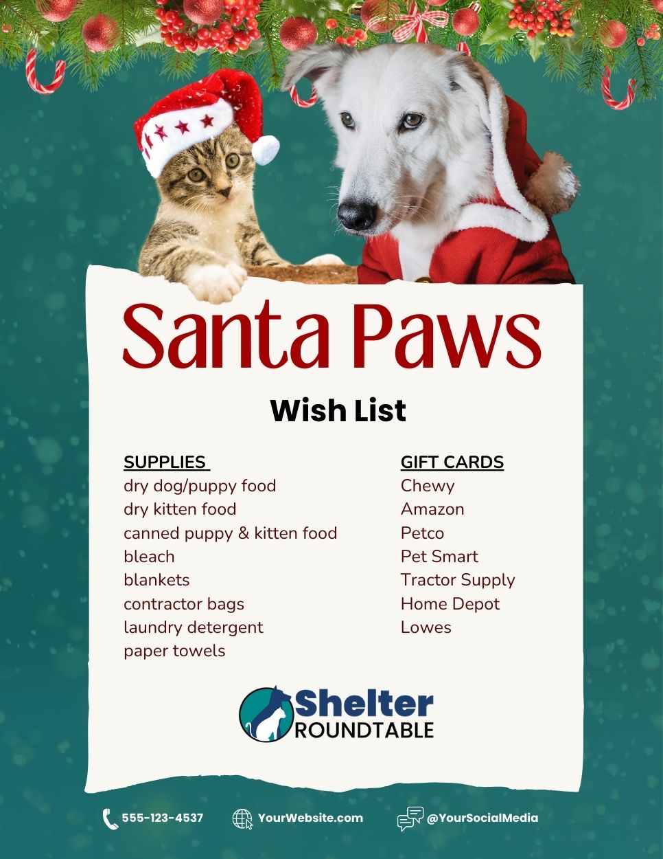santa paws wish list handout